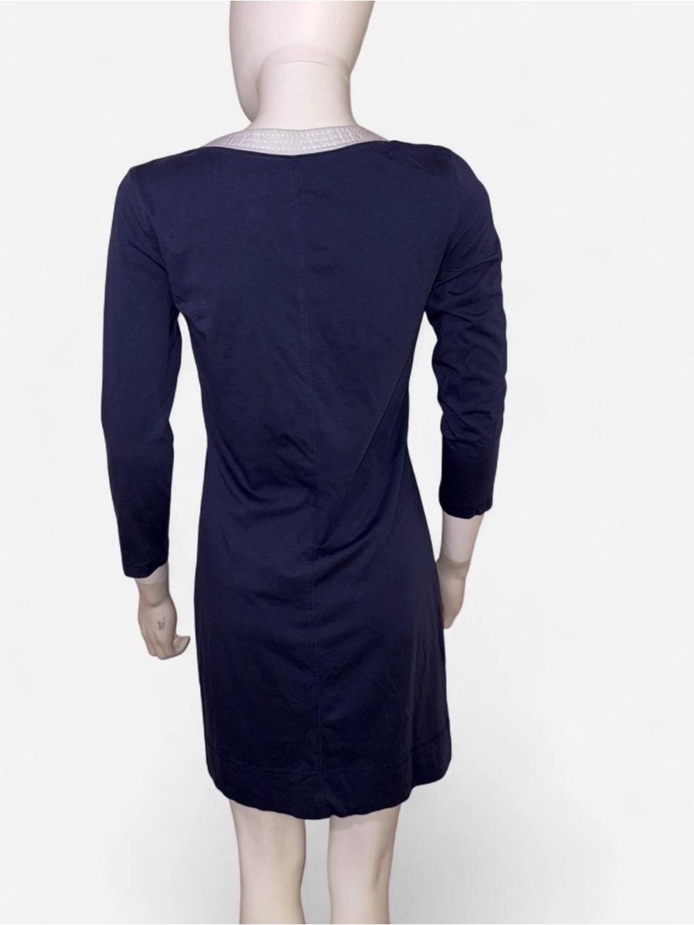 Lilly Pulitzer navy blue Long-Sleeve Scoop Neck Dress with white Trim - Picture 3 of 4
